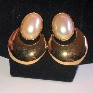 Monet Gold and Pearl Earrings
